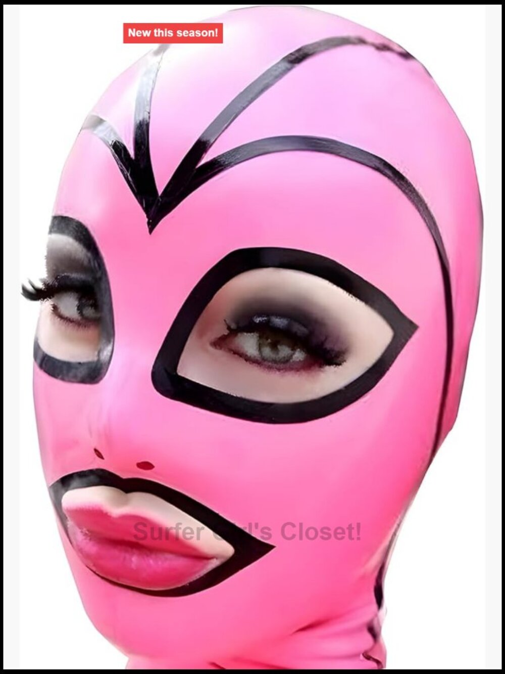 Handmade Latex Open Mouth Hood Mask with Back Zipper and Nostril Breathing
